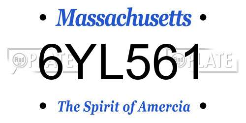 6YL561 Massachusetts License Plate