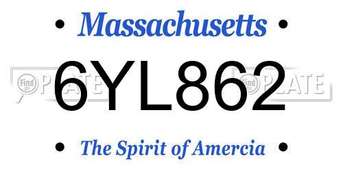 6YL862 Massachusetts License Plate