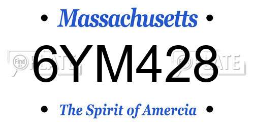 6YM428 Massachusetts License Plate