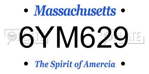 6YM629 Massachusetts License Plate