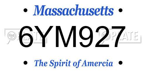 6YM927 Massachusetts License Plate