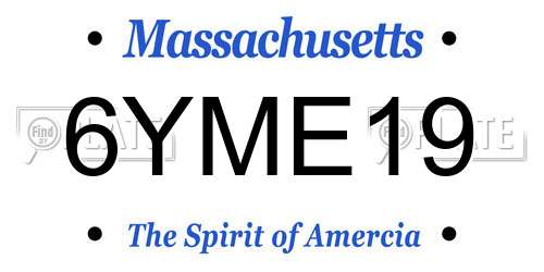 6YME19 Massachusetts License Plate
