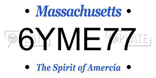 6YME77 Massachusetts License Plate