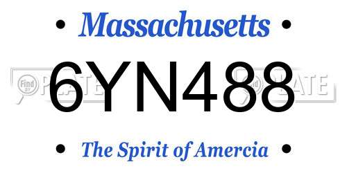 6YN488 Massachusetts License Plate
