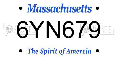 6YN679 Massachusetts License Plate