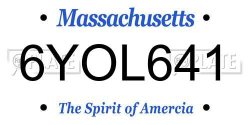 6YOL641 Massachusetts License Plate