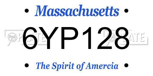 6YP128 Massachusetts License Plate