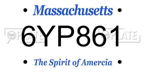 6YP861 Massachusetts License Plate