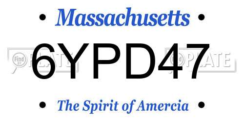 6YPD47 Massachusetts License Plate