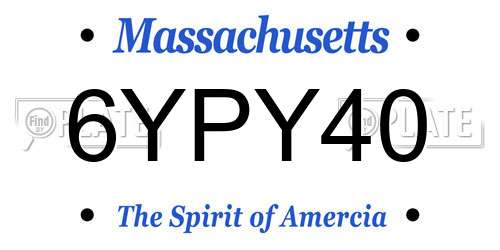 6YPY40 Massachusetts License Plate