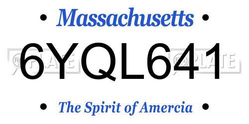 6YQL641 Massachusetts License Plate