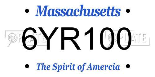 6YR100 Massachusetts License Plate