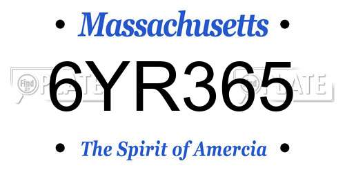 6YR365 Massachusetts License Plate