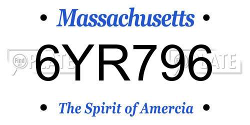 6YR796 Massachusetts License Plate