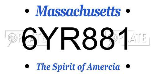 6YR881 Massachusetts License Plate