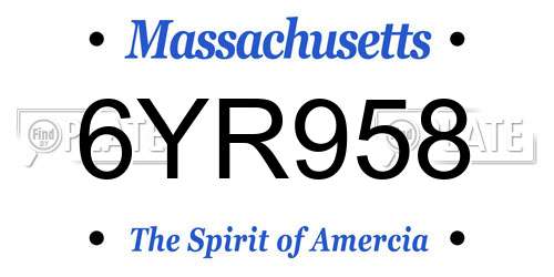6YR958 Massachusetts License Plate