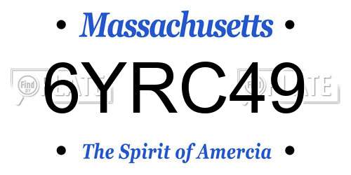 6YRC49 Massachusetts License Plate