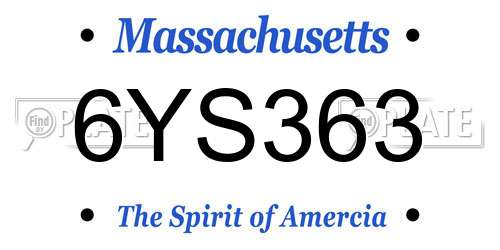 6YS363 Massachusetts License Plate