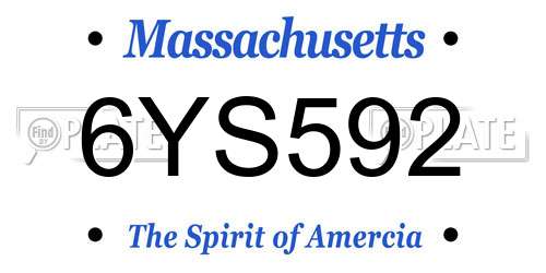 6YS592 Massachusetts License Plate