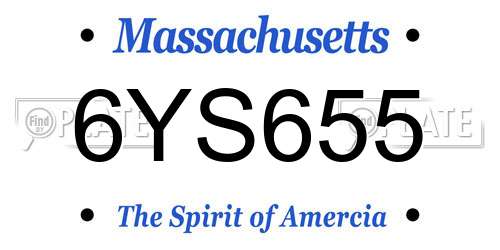 6YS655 Massachusetts License Plate