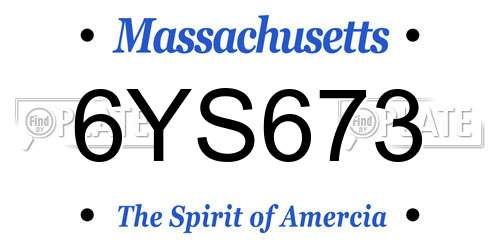 6YS673 Massachusetts License Plate