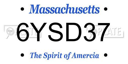 6YSD37 Massachusetts License Plate