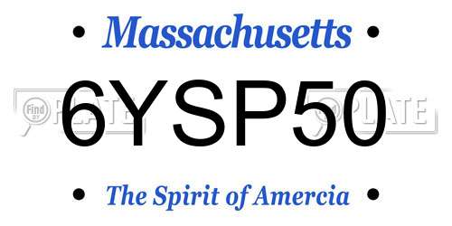 6YSP50 Massachusetts License Plate