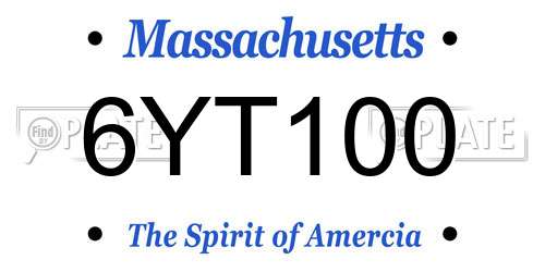 6YT100 Massachusetts License Plate