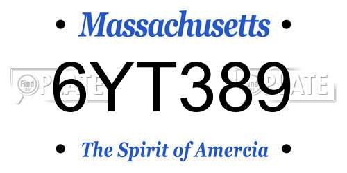 6YT389 Massachusetts License Plate