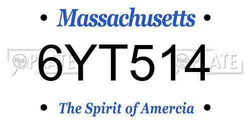 6YT514 Massachusetts License Plate