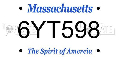 6YT598 Massachusetts License Plate