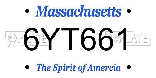 6YT661 Massachusetts License Plate