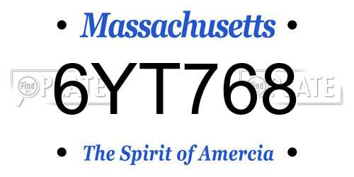 6YT768 Massachusetts License Plate