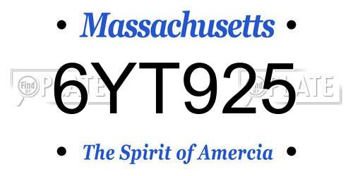 6YT925 Massachusetts License Plate