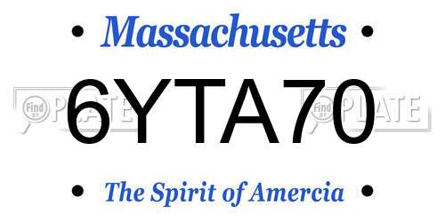 6YTA70 Massachusetts License Plate