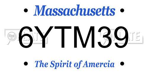 6YTM39 Massachusetts License Plate
