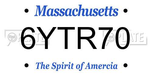6YTR70 Massachusetts License Plate
