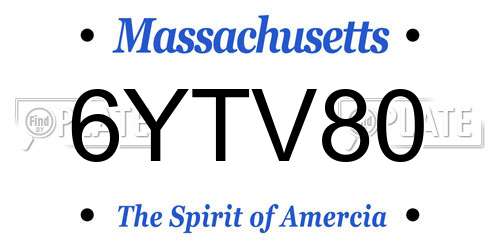 6YTV80 Massachusetts License Plate