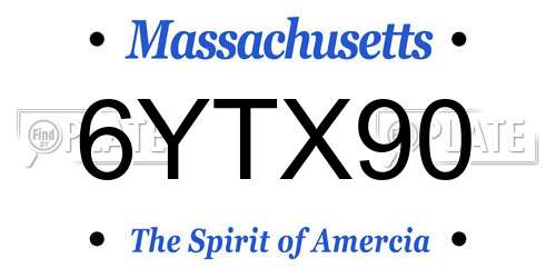6YTX90 Massachusetts License Plate