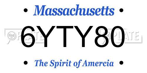 6YTY80 Massachusetts License Plate