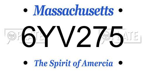 6YV275 Massachusetts License Plate