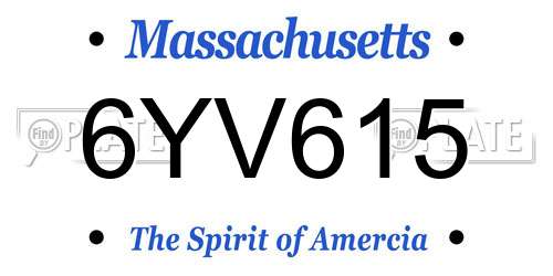 6YV615 Massachusetts License Plate