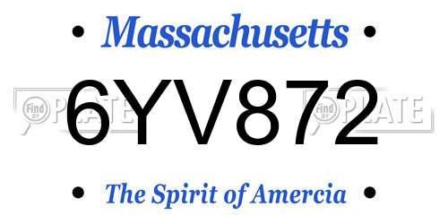 6YV872 Massachusetts License Plate