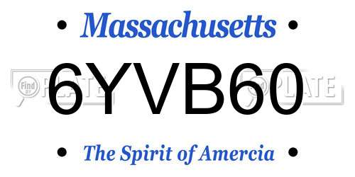 6YVB60 Massachusetts License Plate