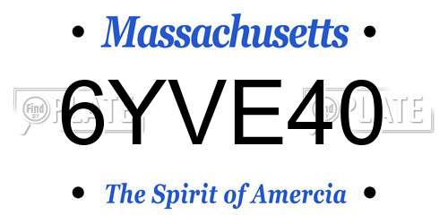 6YVE40 Massachusetts License Plate