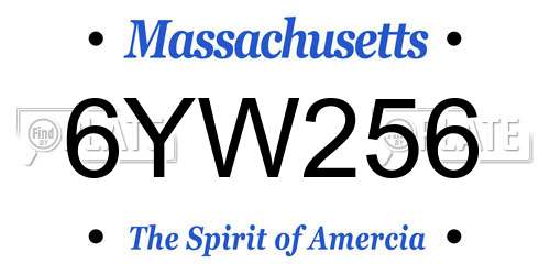 6YW256 Massachusetts License Plate