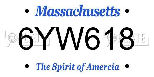 6YW618 Massachusetts License Plate