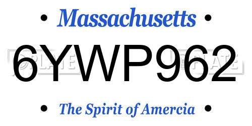 6YWP962 Massachusetts License Plate