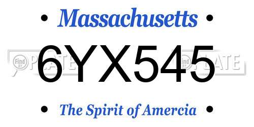 6YX545 Massachusetts License Plate