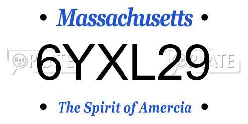 6YXL29 Massachusetts License Plate